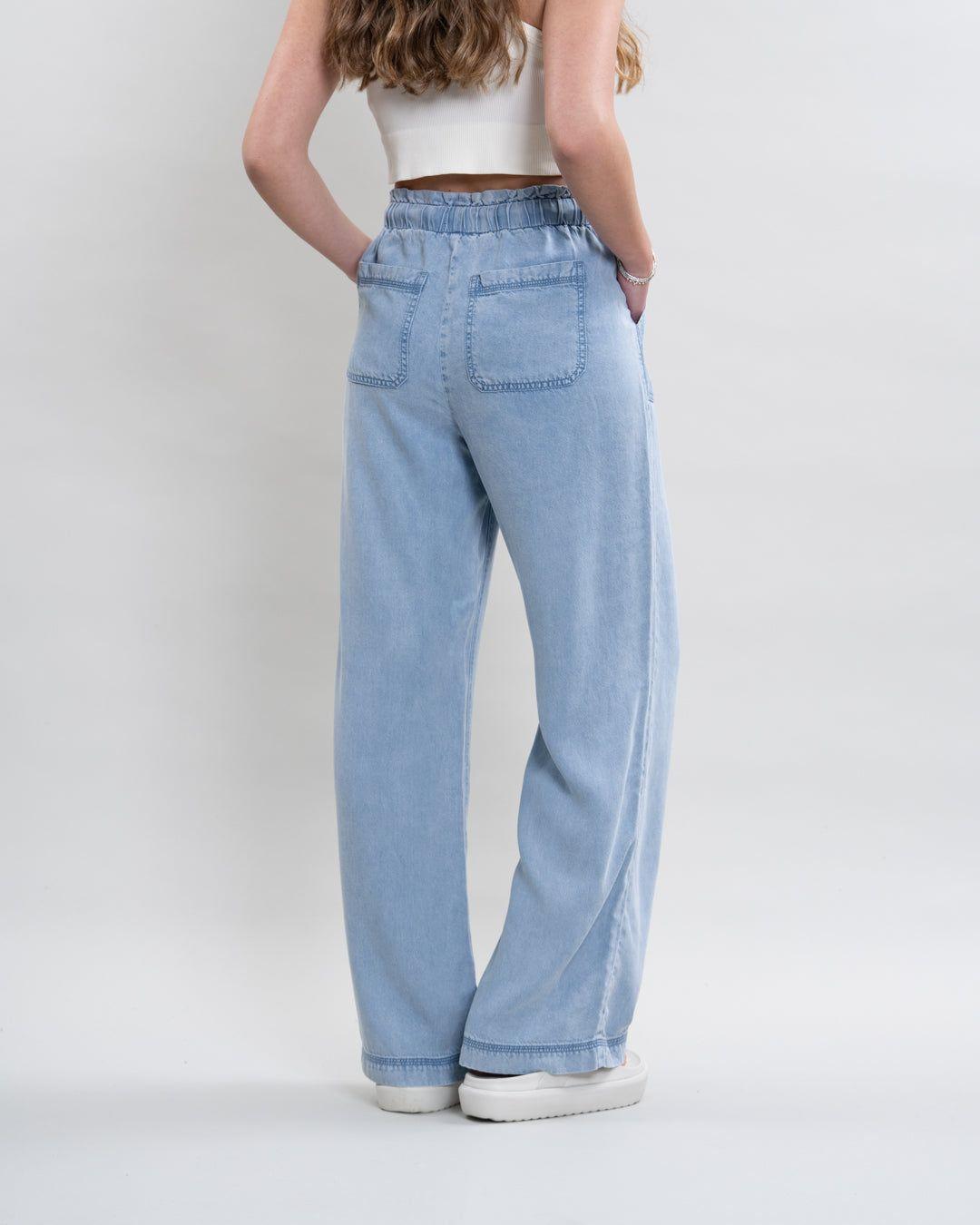 Pantalon Tencel cintura elasticada Celeste Polemic-3
