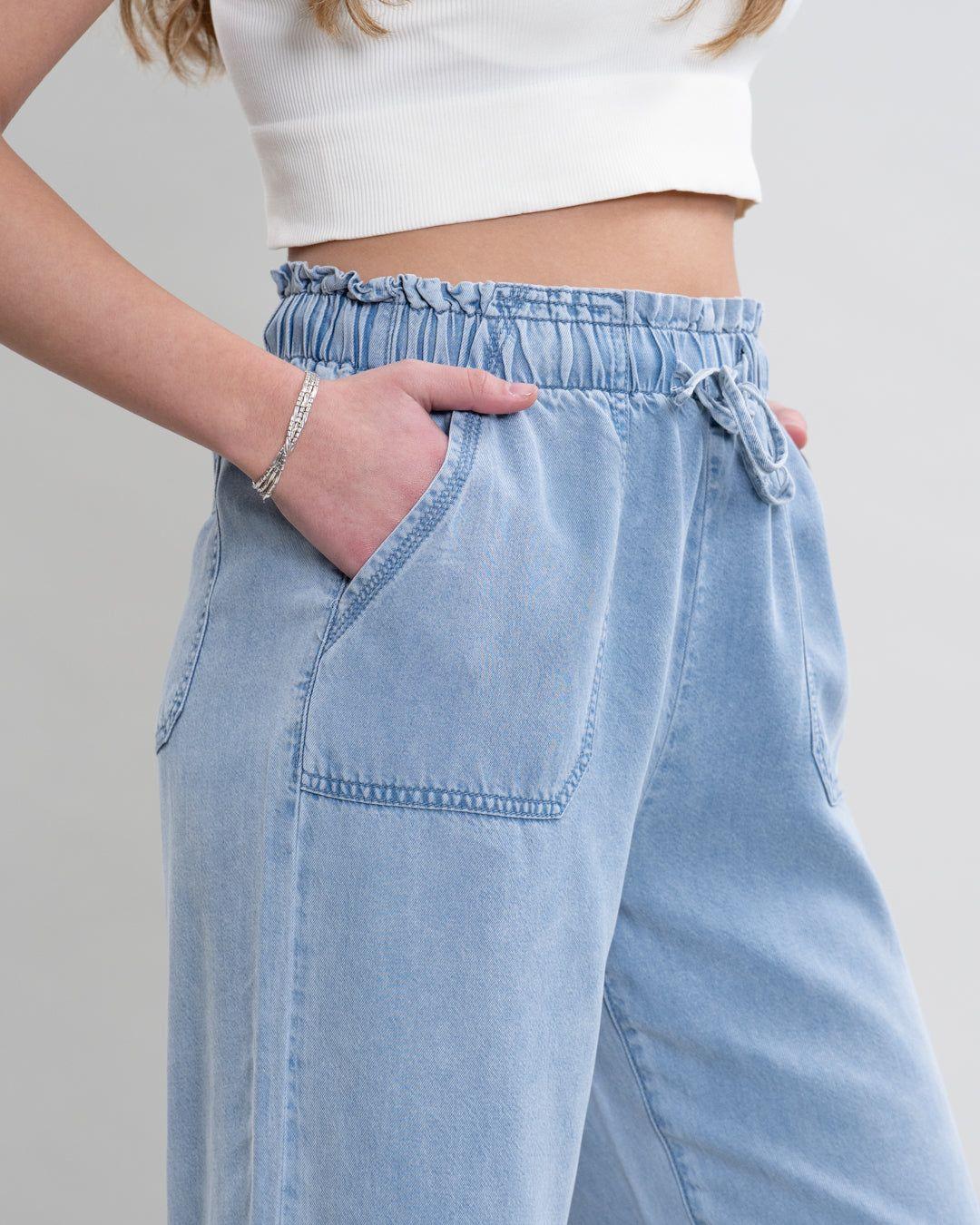 Pantalon Tencel cintura elasticada Celeste Polemic-4