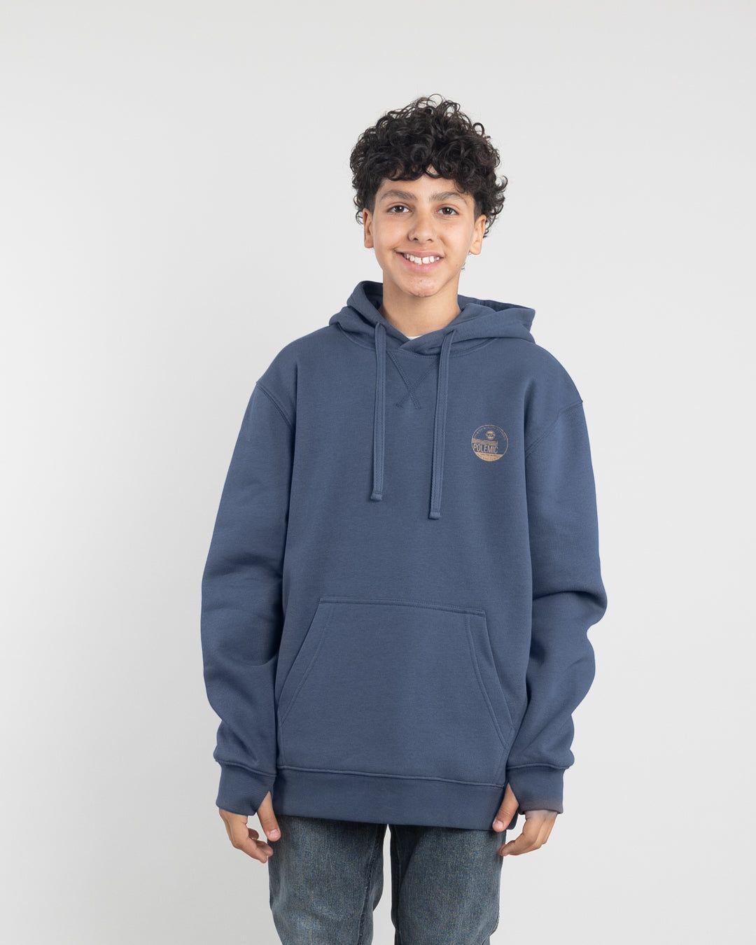 Poleron tipo canguro sin cierre Invierno Azul niño POLEMIC-0