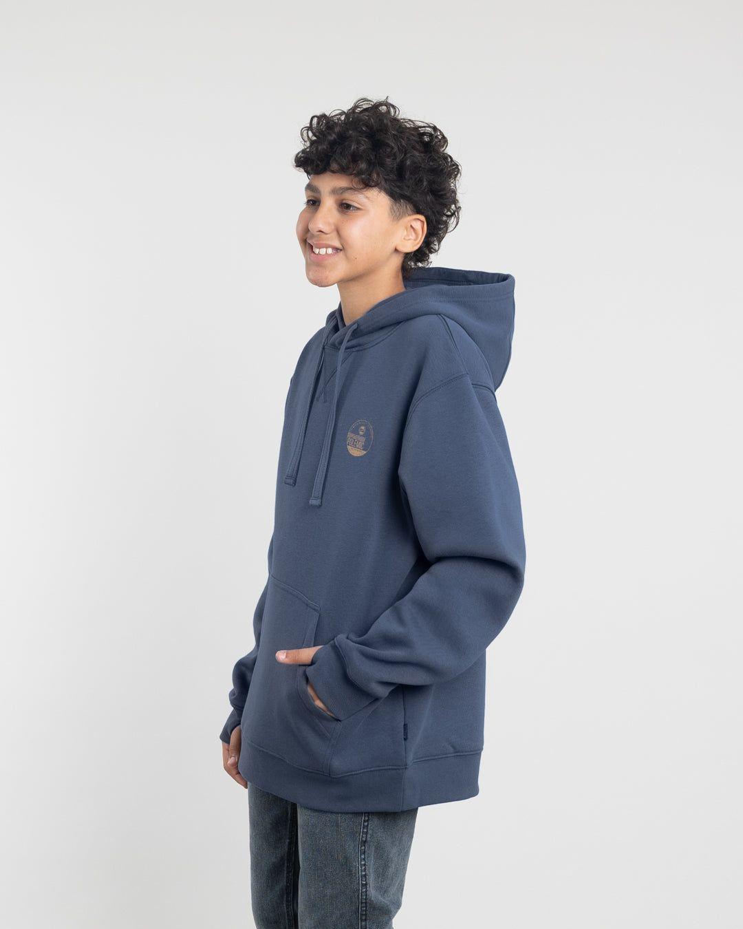 Poleron tipo canguro sin cierre Invierno Azul niño POLEMIC-1