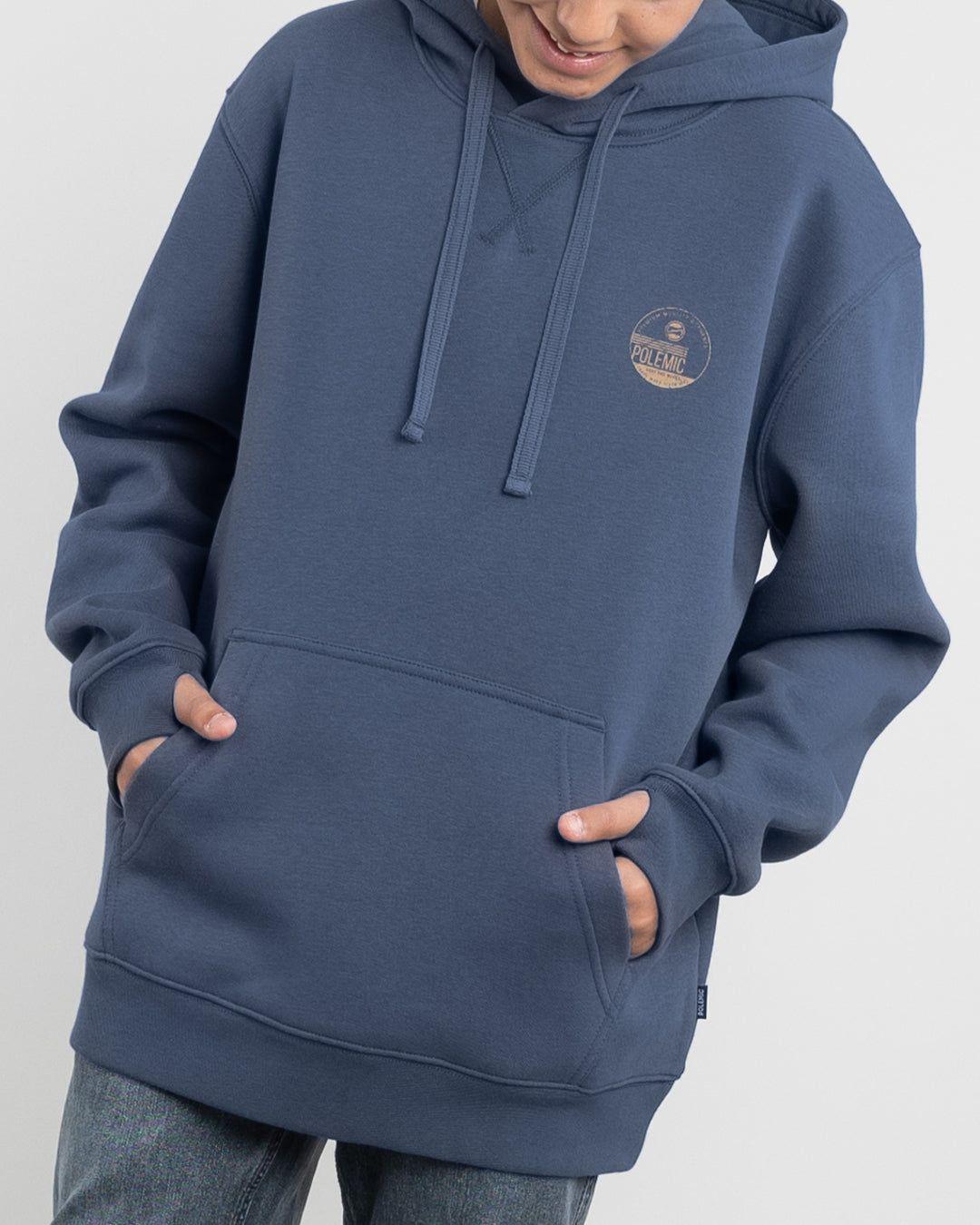Poleron tipo canguro sin cierre Invierno Azul niño POLEMIC-2