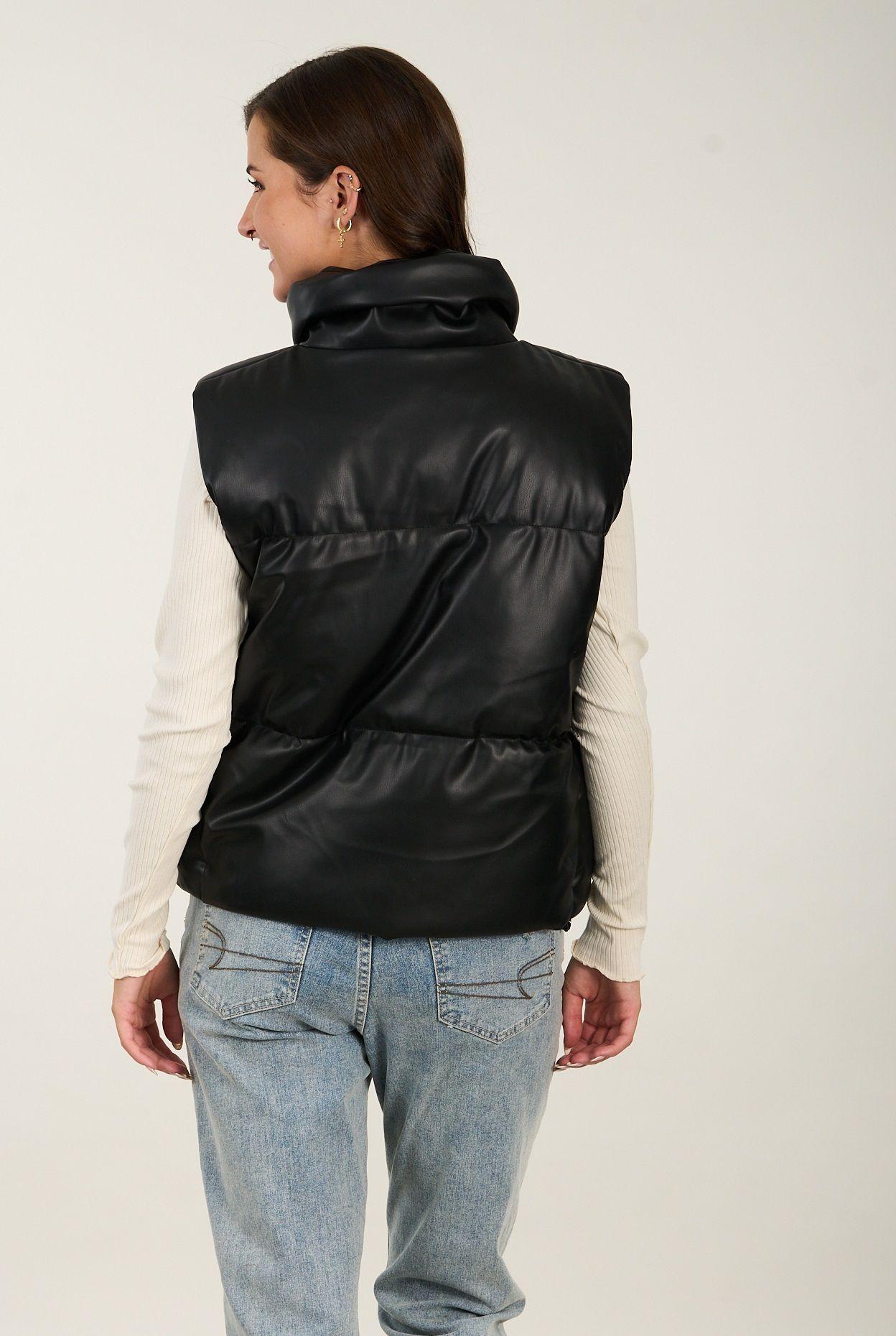 Parka Puffa P.U Sin Mangas Cuello Alto Negro Polemic-1