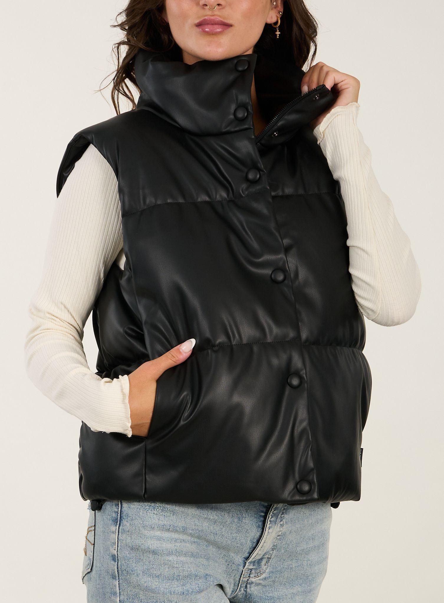 Parka Puffa P.U Sin Mangas Cuello Alto Negro Polemic-2