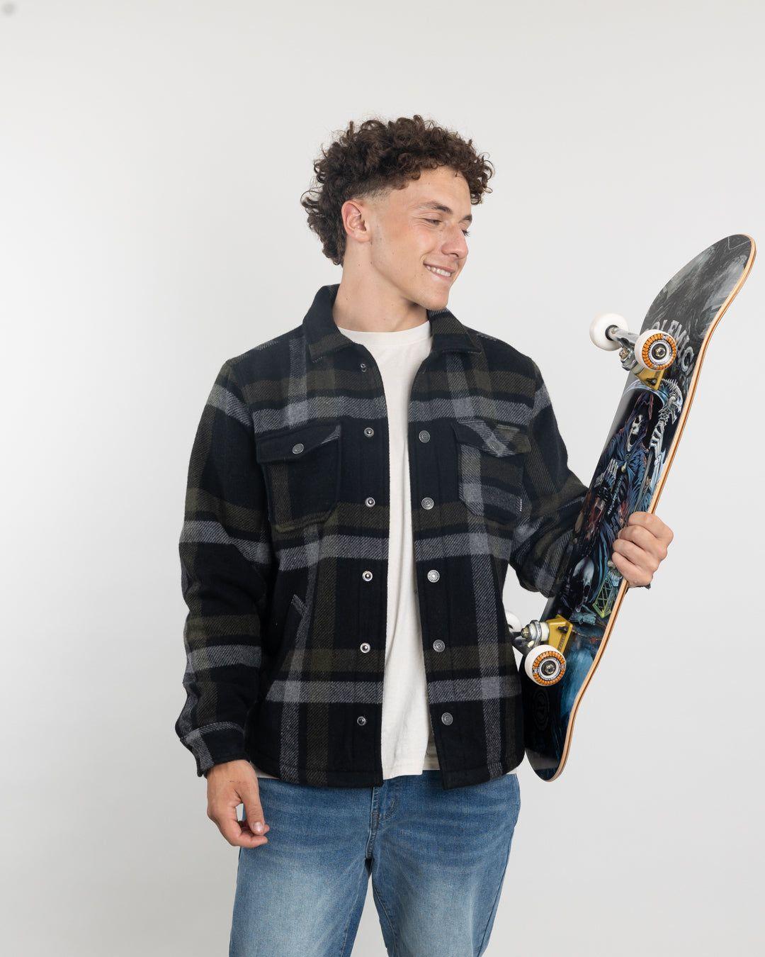 Chaqueta Campera juvenil forrada en Sherpa Leñadora sin gorro Polemic-4