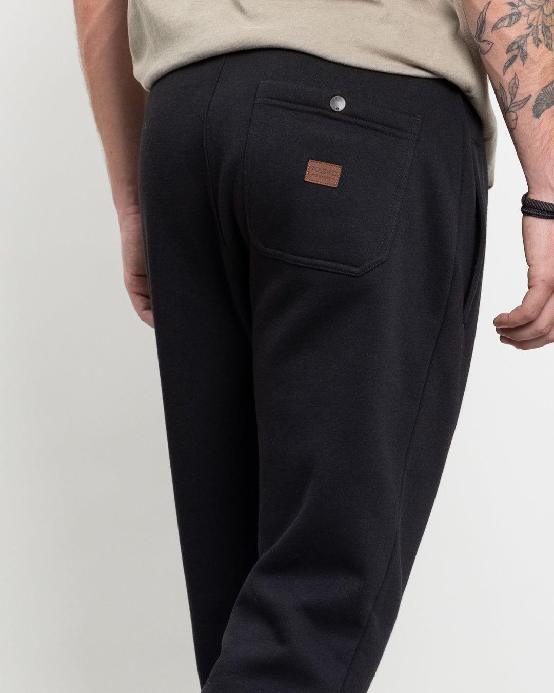 Jogger franela sin puños Standar Fit Negro Polemic-3