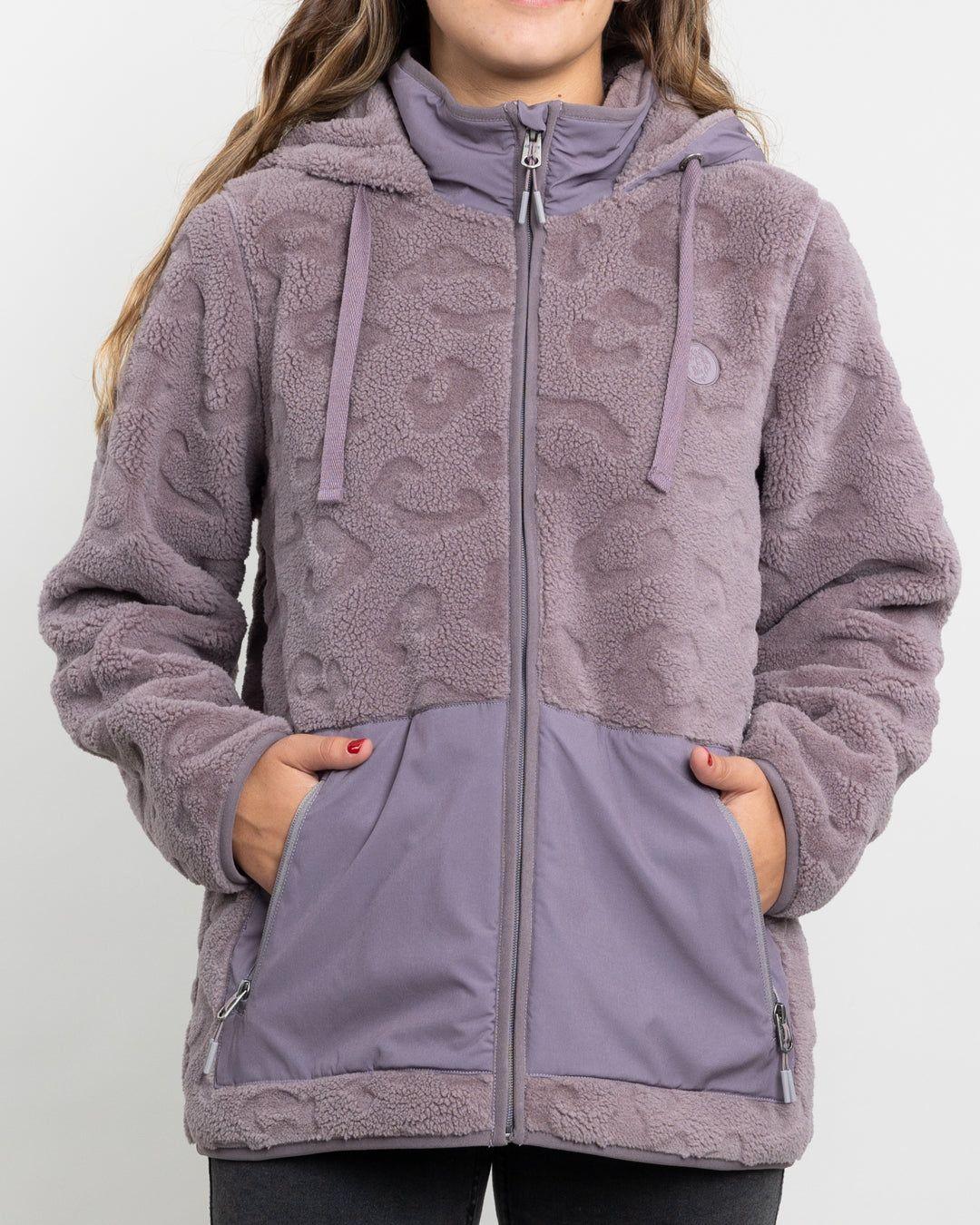 Poleron mujer Chaqueta polar Sherpa Hot Print Lila Polemic-3
