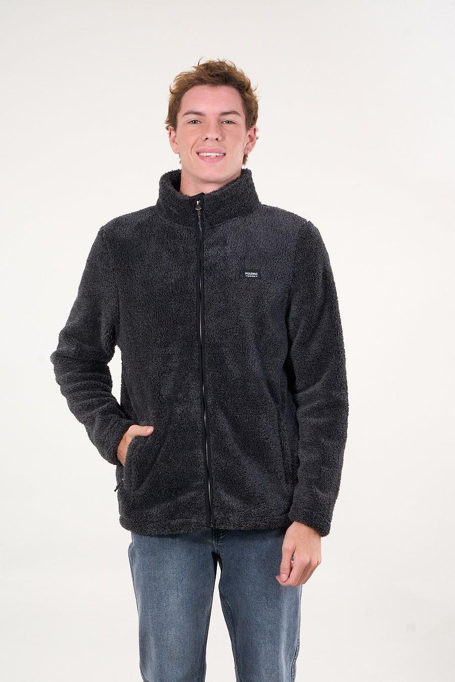 Poleron Bonded Shaggy sin gorro Negro wi8300 Polemic-2