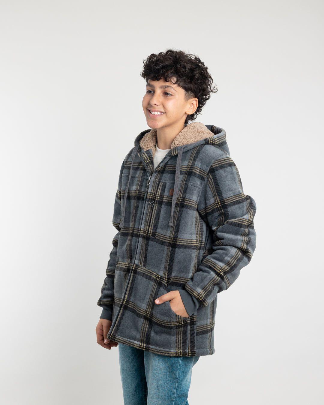 Chaqueta Campera juvenil forrada en Micropolar Leñadora con gorro Polemic-4