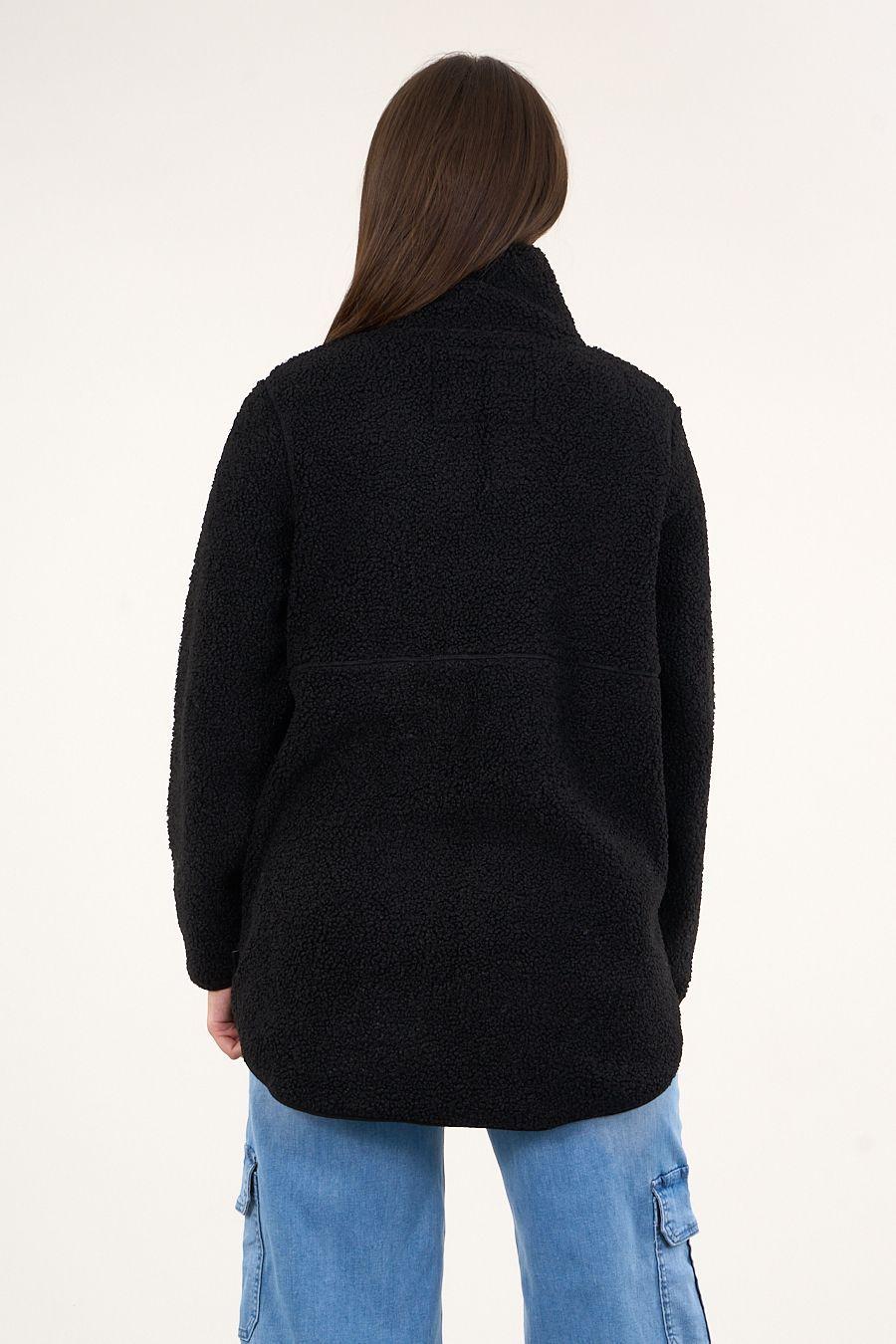 Chaqueta Sherpa bonded cuello alto Negro mujer Polemic-2