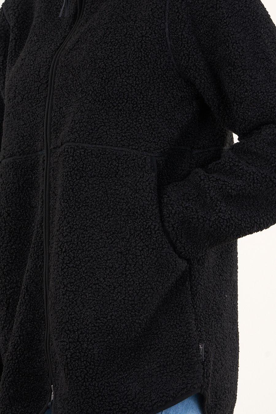 Chaqueta Sherpa bonded cuello alto Negro mujer Polemic-3