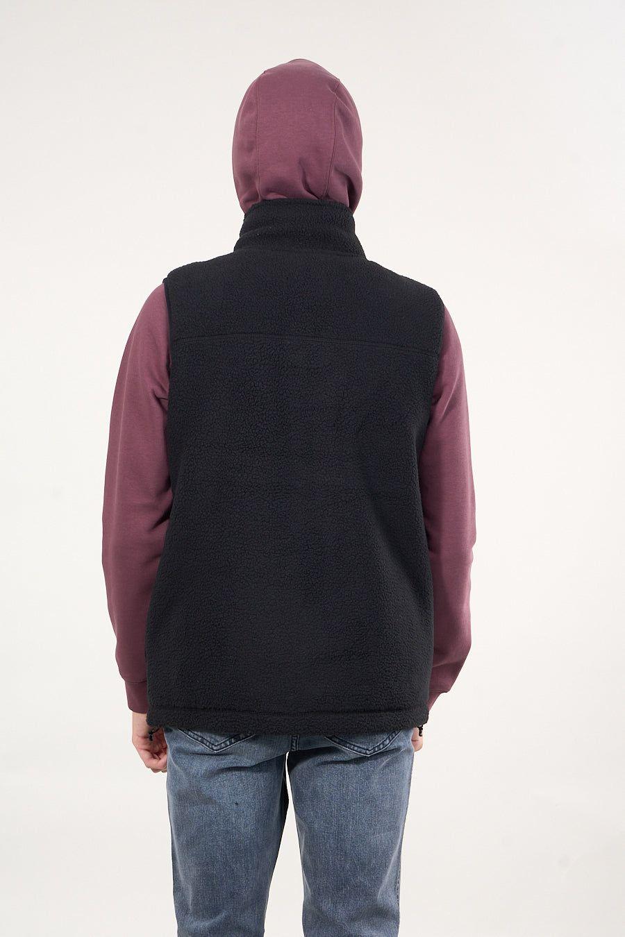 Poleron sin mangas Mini sherpa full cierre Negro wi8314 Polemic-4