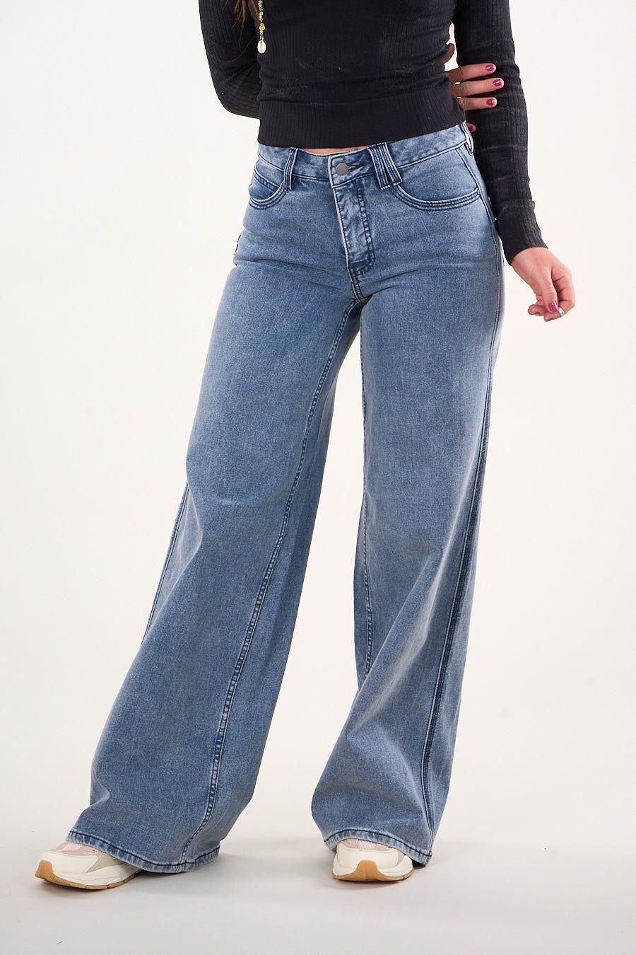 Pantalon Denim Wide Leg Azul VW4724 Mujer Polemic-2