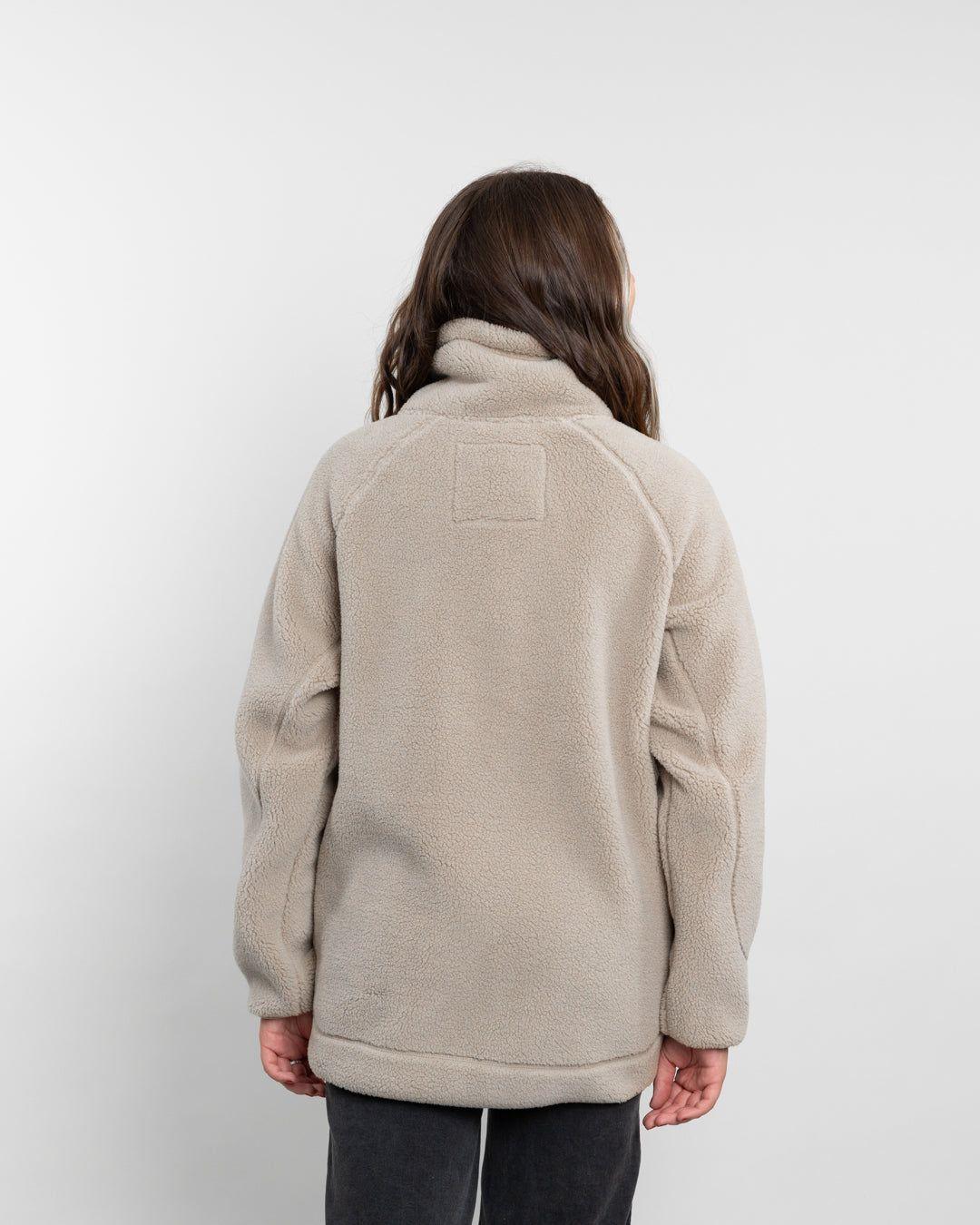 Poleron mujer Chaqueta de polar cuello alto Sherpa Beige Polemic-3