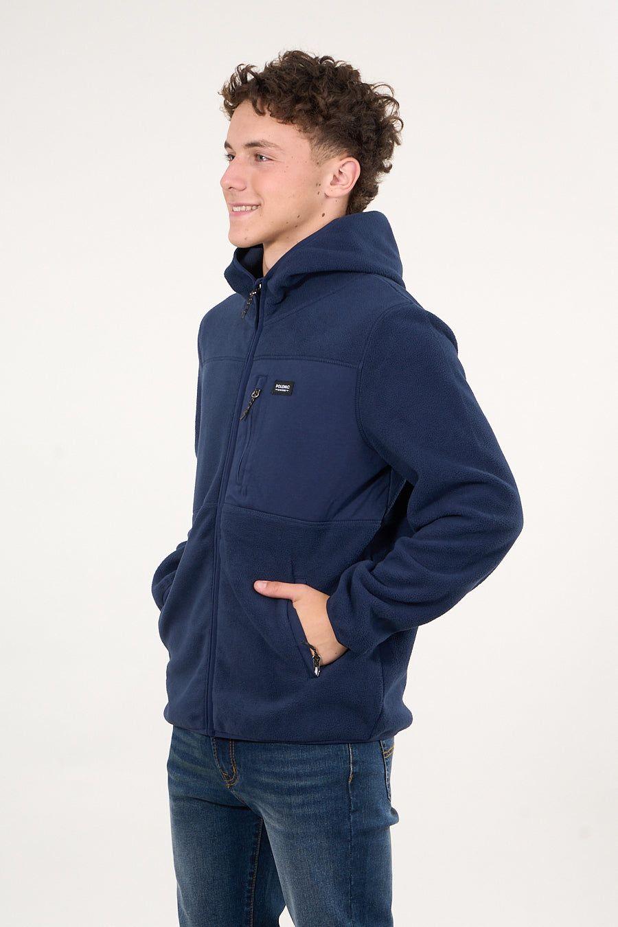 Poleron Micropolar Full Zipper y gorro Azul wi8306 Polemic-3