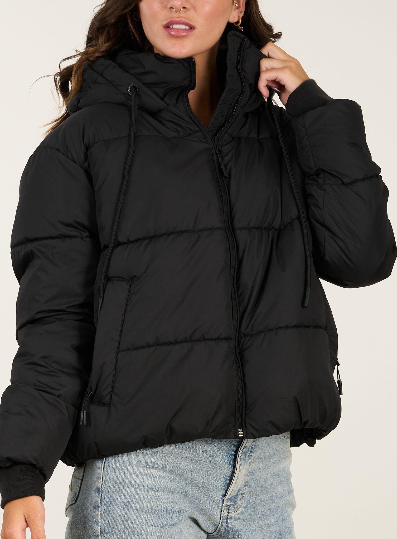 Parka Puffa Classic Cuello Alto Y Capucha Negro Polemic-1