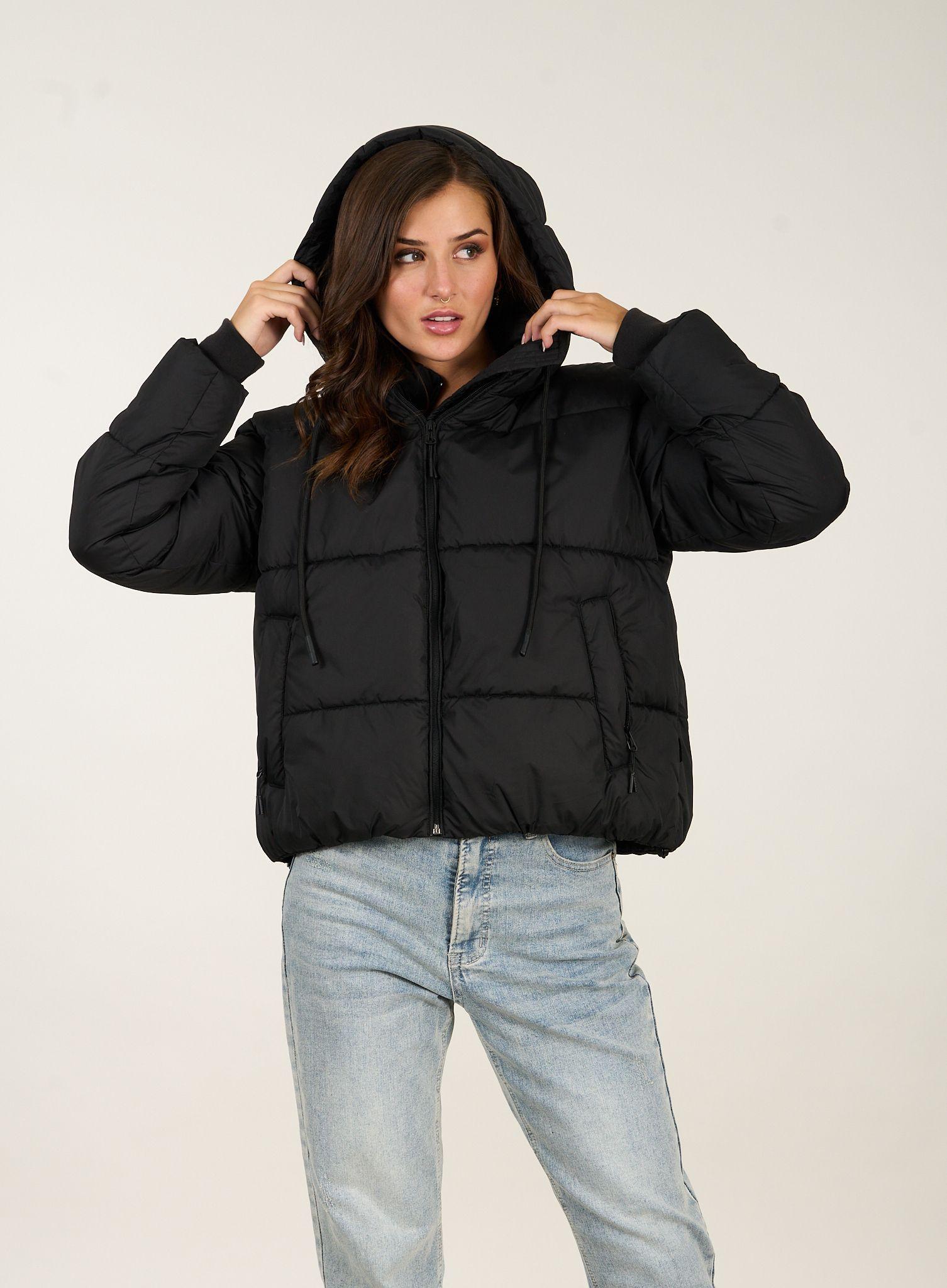 Parka Puffa Classic Cuello Alto Y Capucha Negro Polemic-2