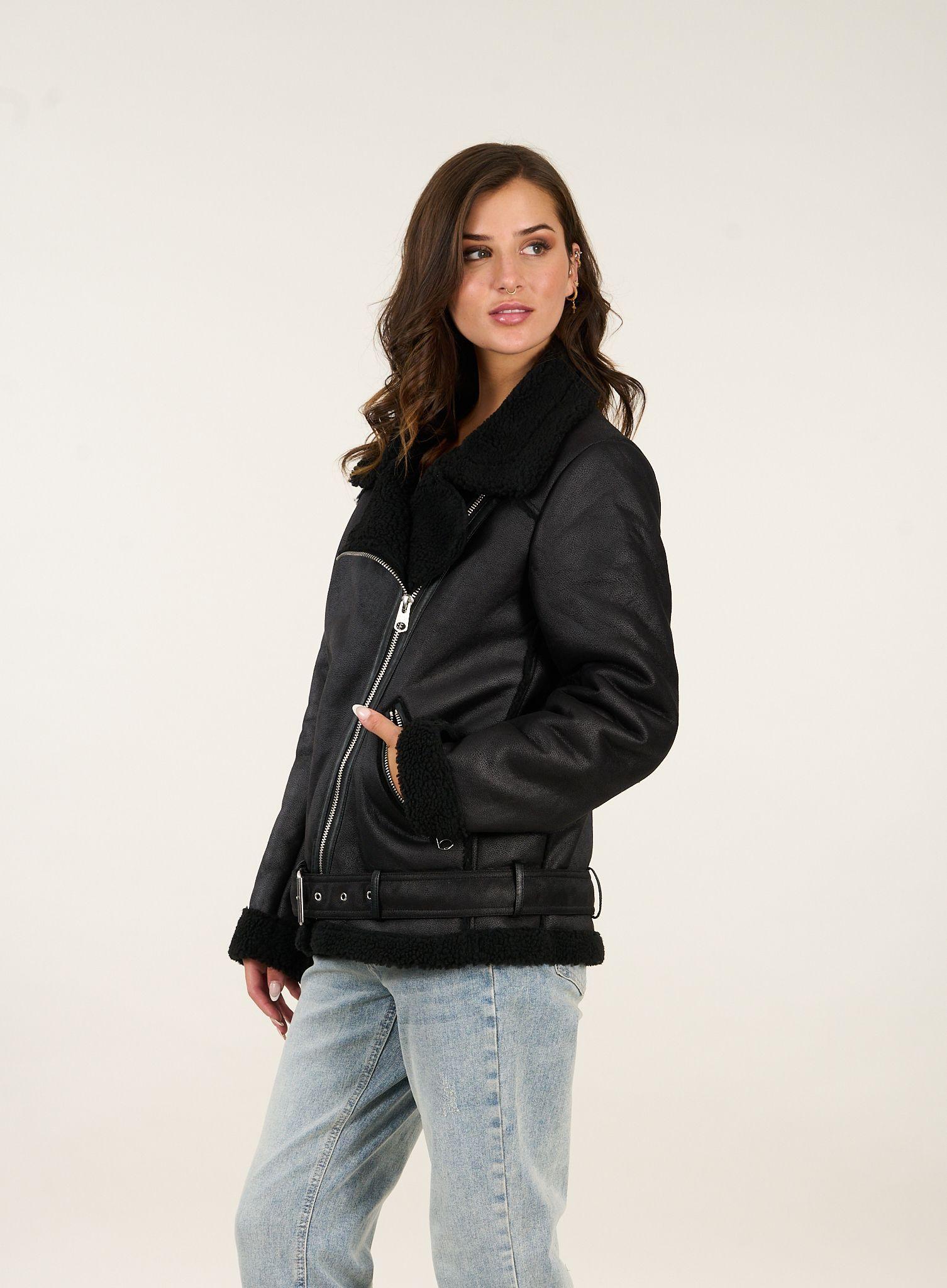 Chaqueta Biker chiporro aviadora Negra mujer Polemic-0