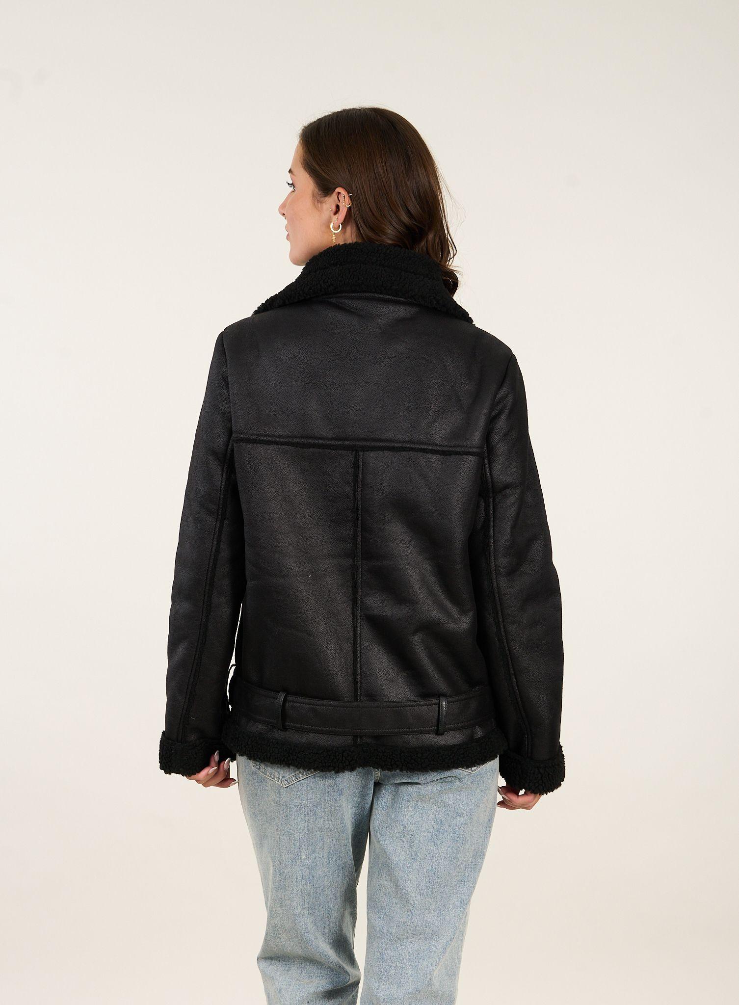 Chaqueta Biker chiporro aviadora Negra mujer Polemic-1