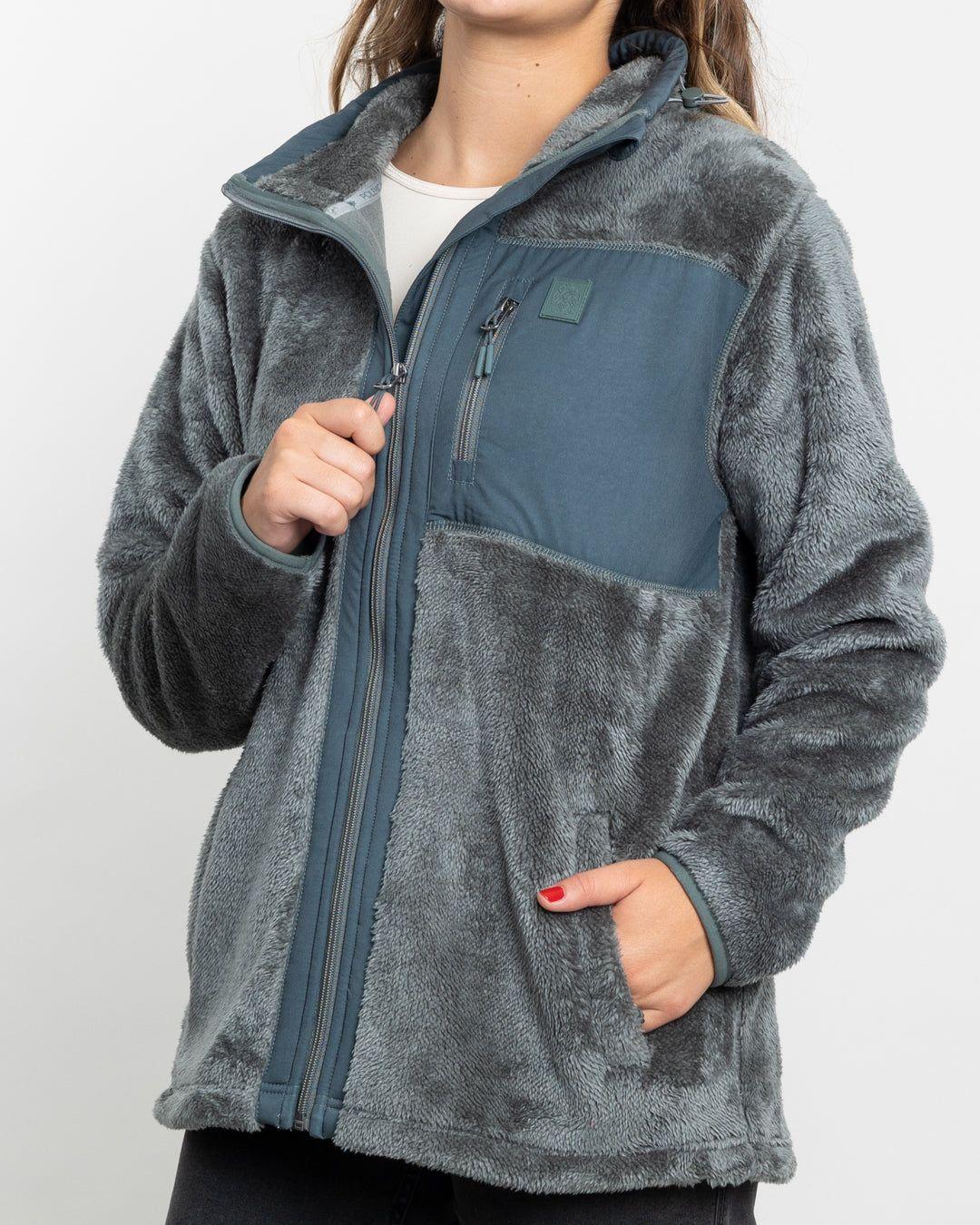 Poleron mujer Polar shaggy bonded Verde Verde Polemic-3