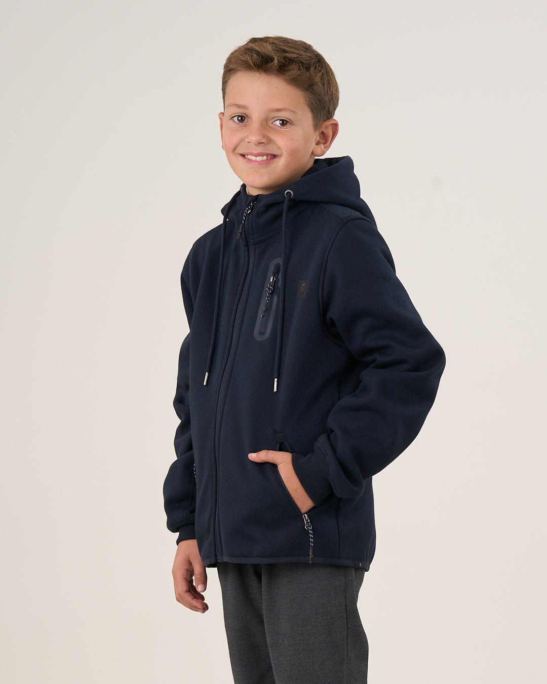 Poleron Escolar Bonded cierre y gorro CP30 (T.6-T.10) POLEMIC-2