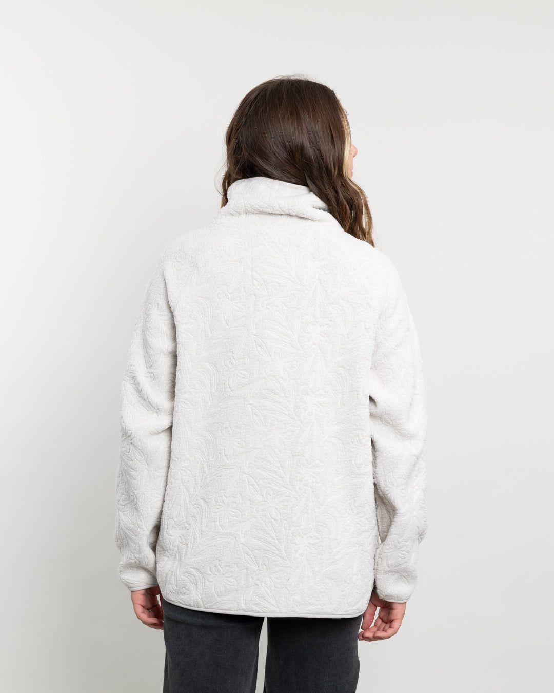 Poleron mujer polar sherpa Textura hot print Crema Polemic-3