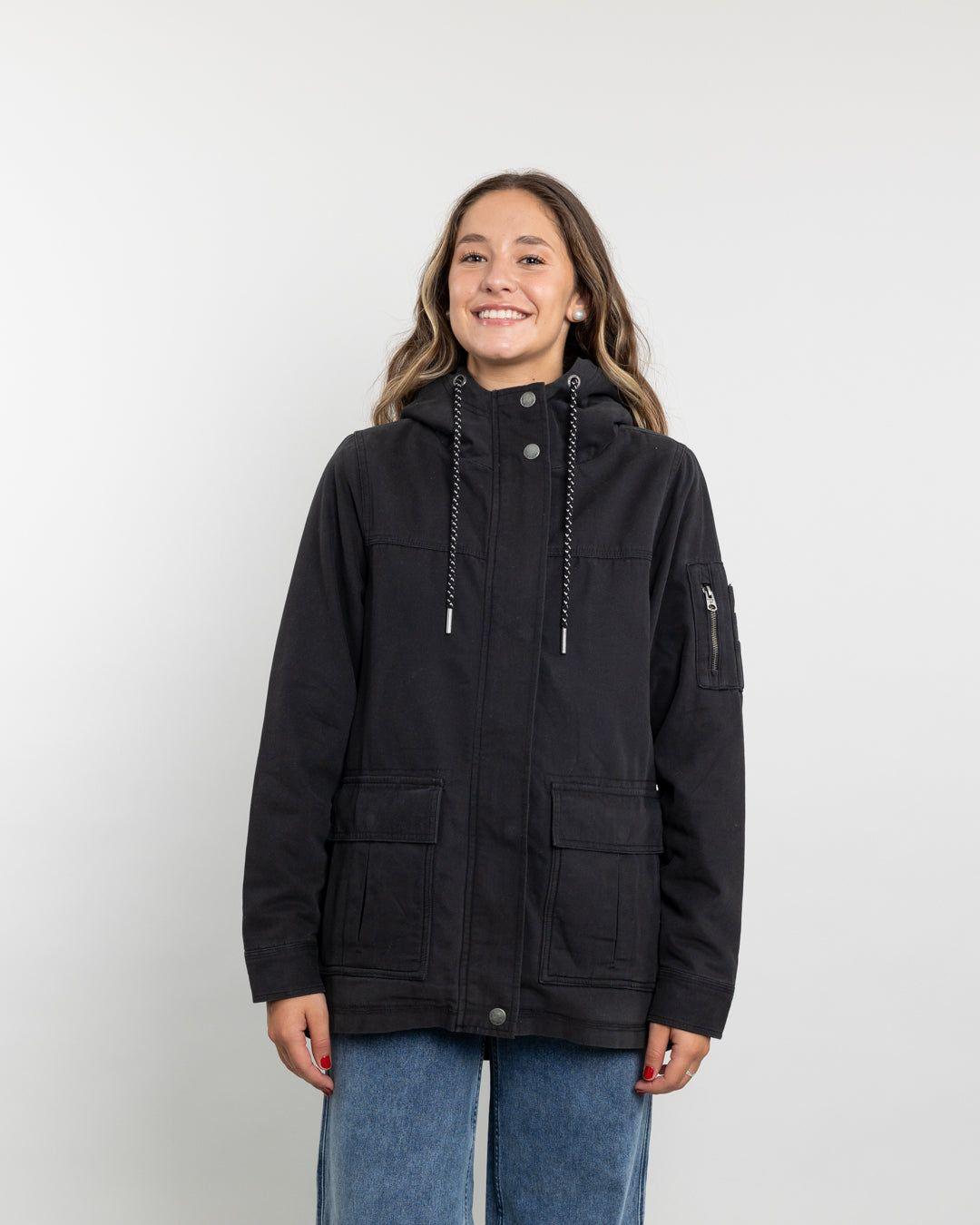 Chaqueta gabardina mujer con interior Sherpa Negro Negro Polemic-2