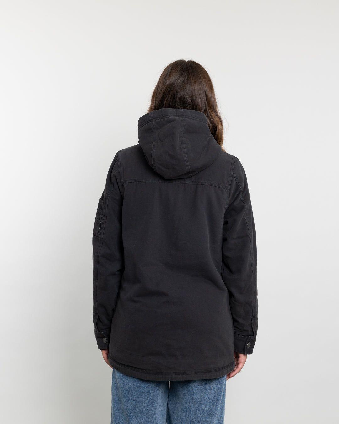 Chaqueta gabardina mujer con interior Sherpa Negro Negro Polemic-4