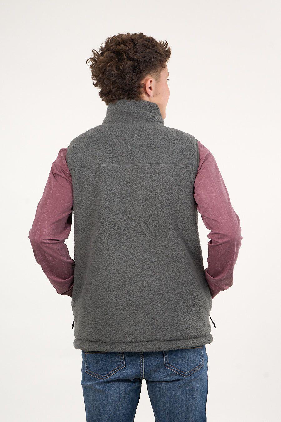 Poleron sin mangas Mini sherpa full cierre Gris wi8314 Polemic-4