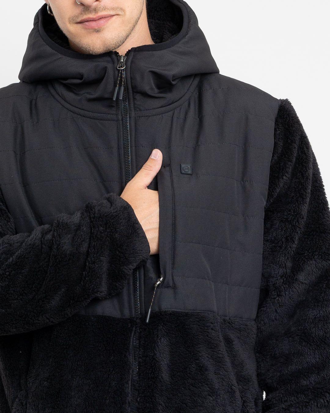 Poleron hombre Polar Shaggy aplicación tela con gorro Polemic-3