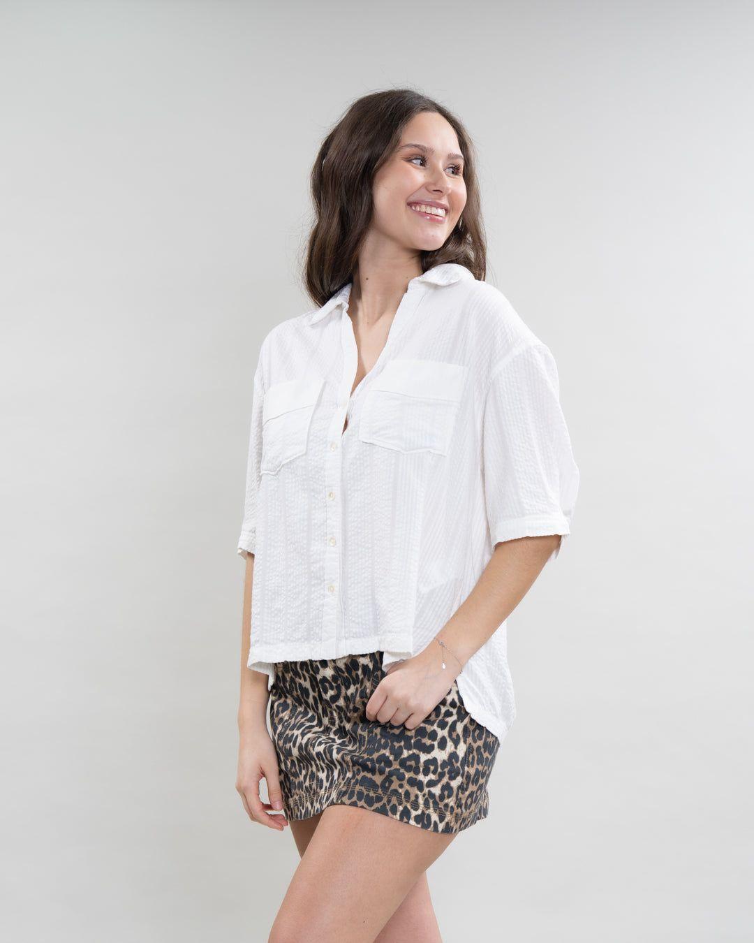 Blusa Mujer cuello camisero Blanco Polemic-4