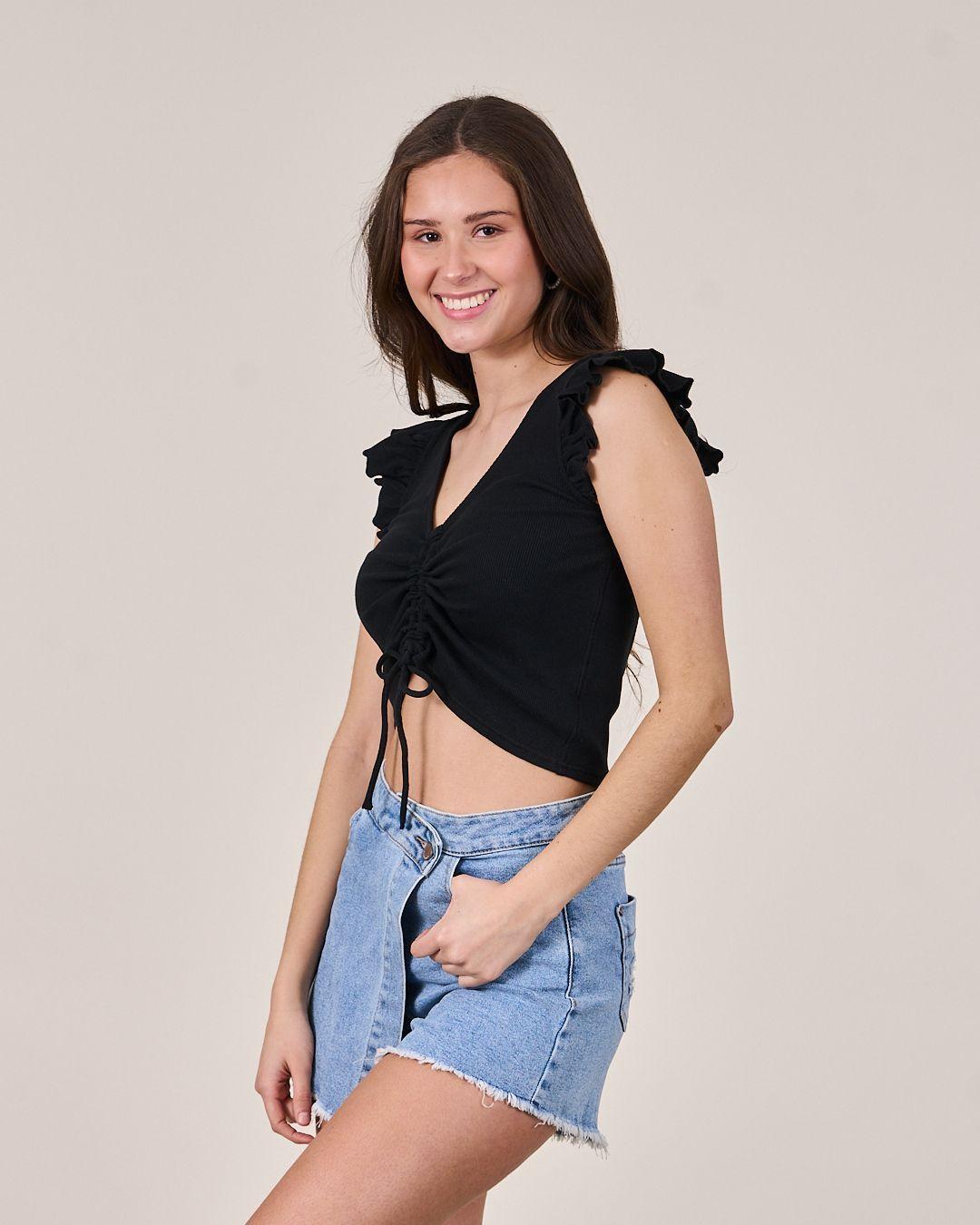 Polera Rib con vuelos y recogido VS1723 - Polemic Girl-2