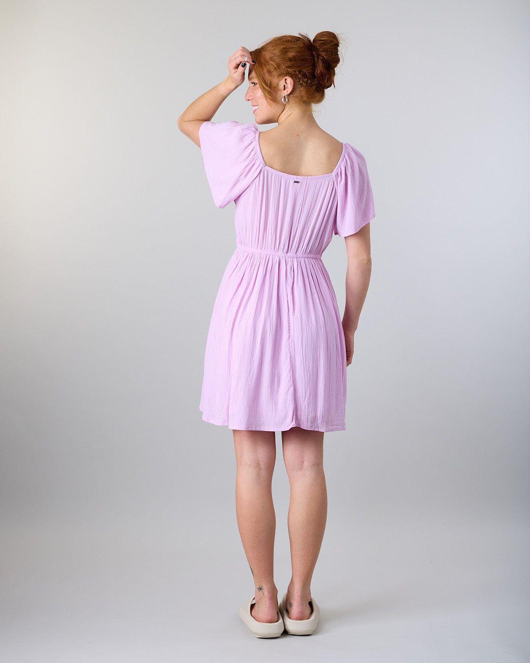 Vestido Smock Crep Manga ancha Lila Polemic-2