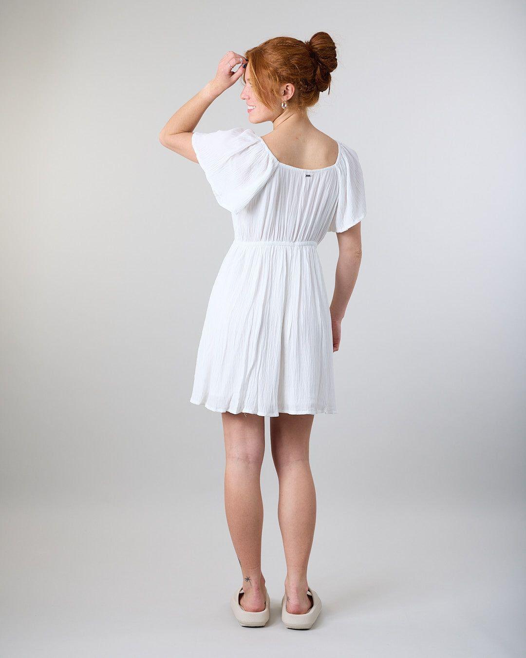 Vestido Smock Crep Manga ancha Blanco Polemic-2