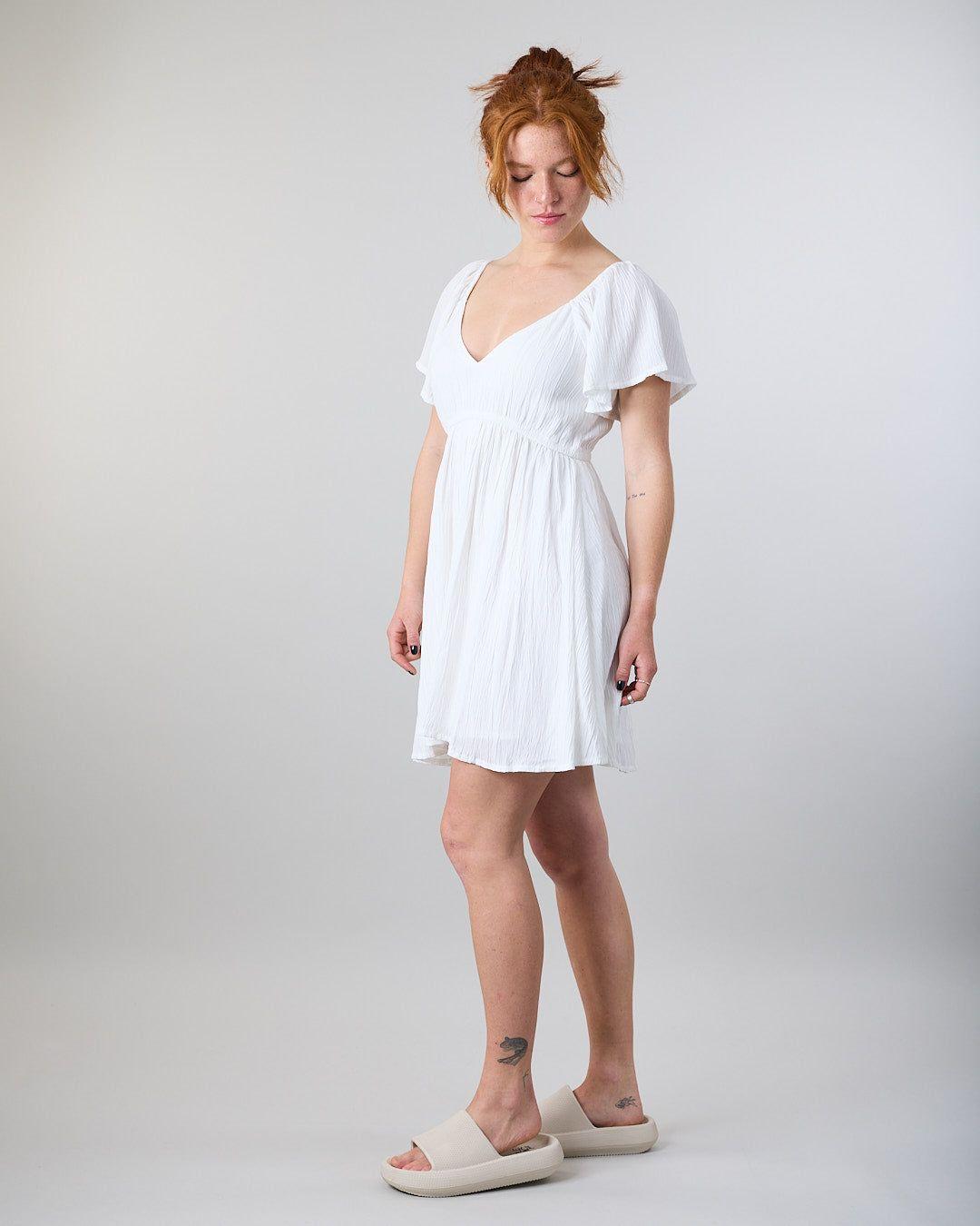 Vestido Smock Crep Manga ancha Blanco Polemic-3