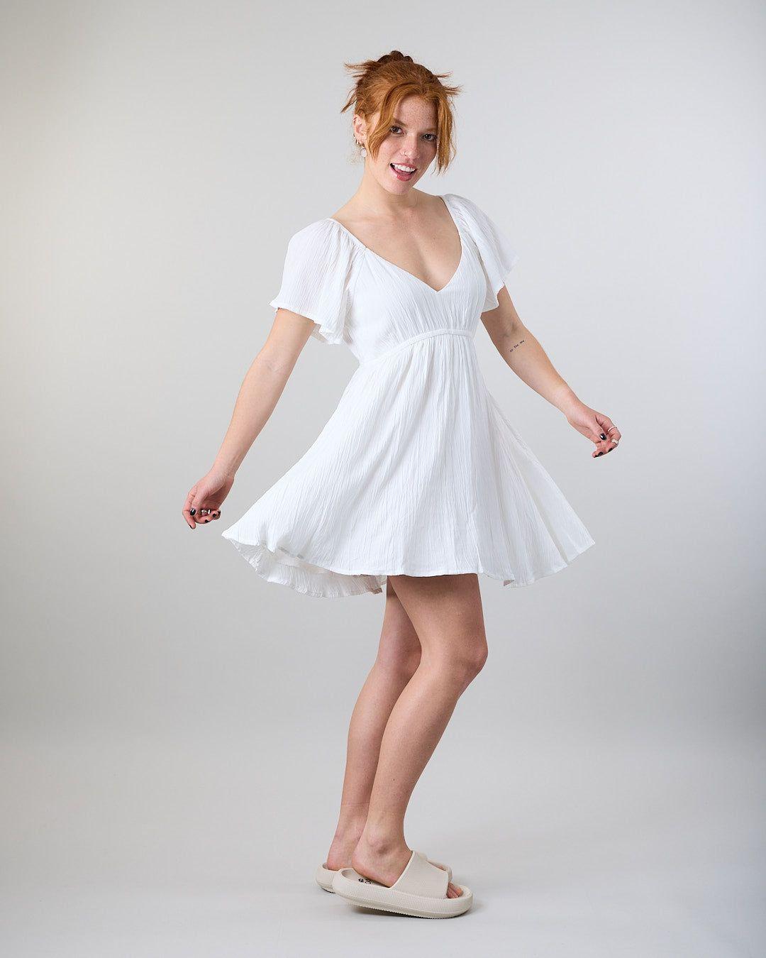 Vestido Smock Crep Manga ancha Blanco Polemic-4