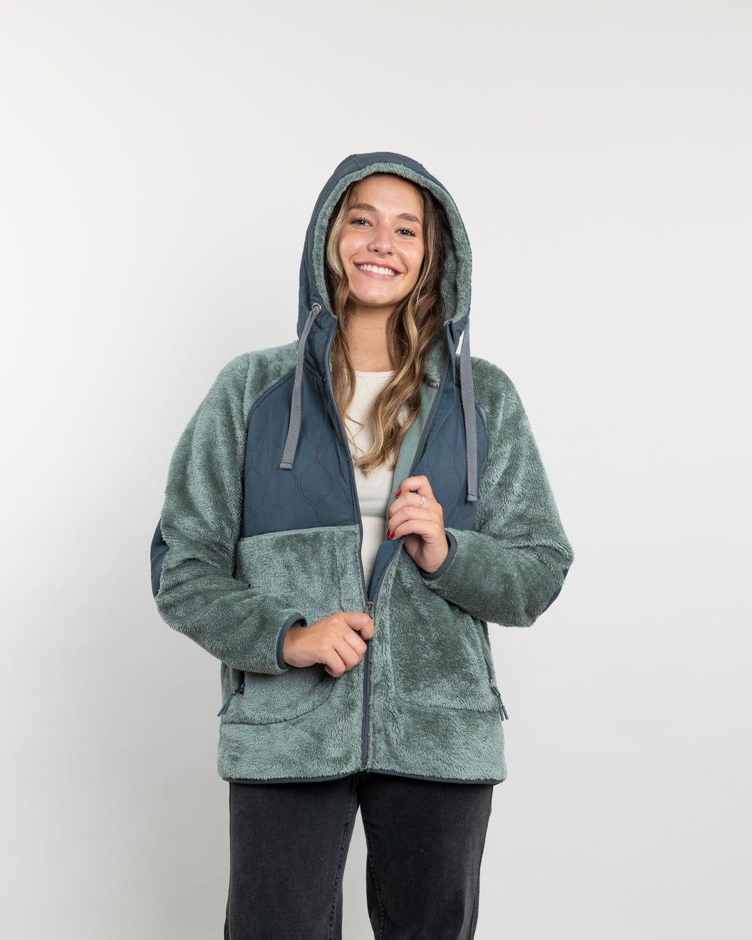 Poleron mujer Polar Shaggy Acolchado con gorro Polemic-4