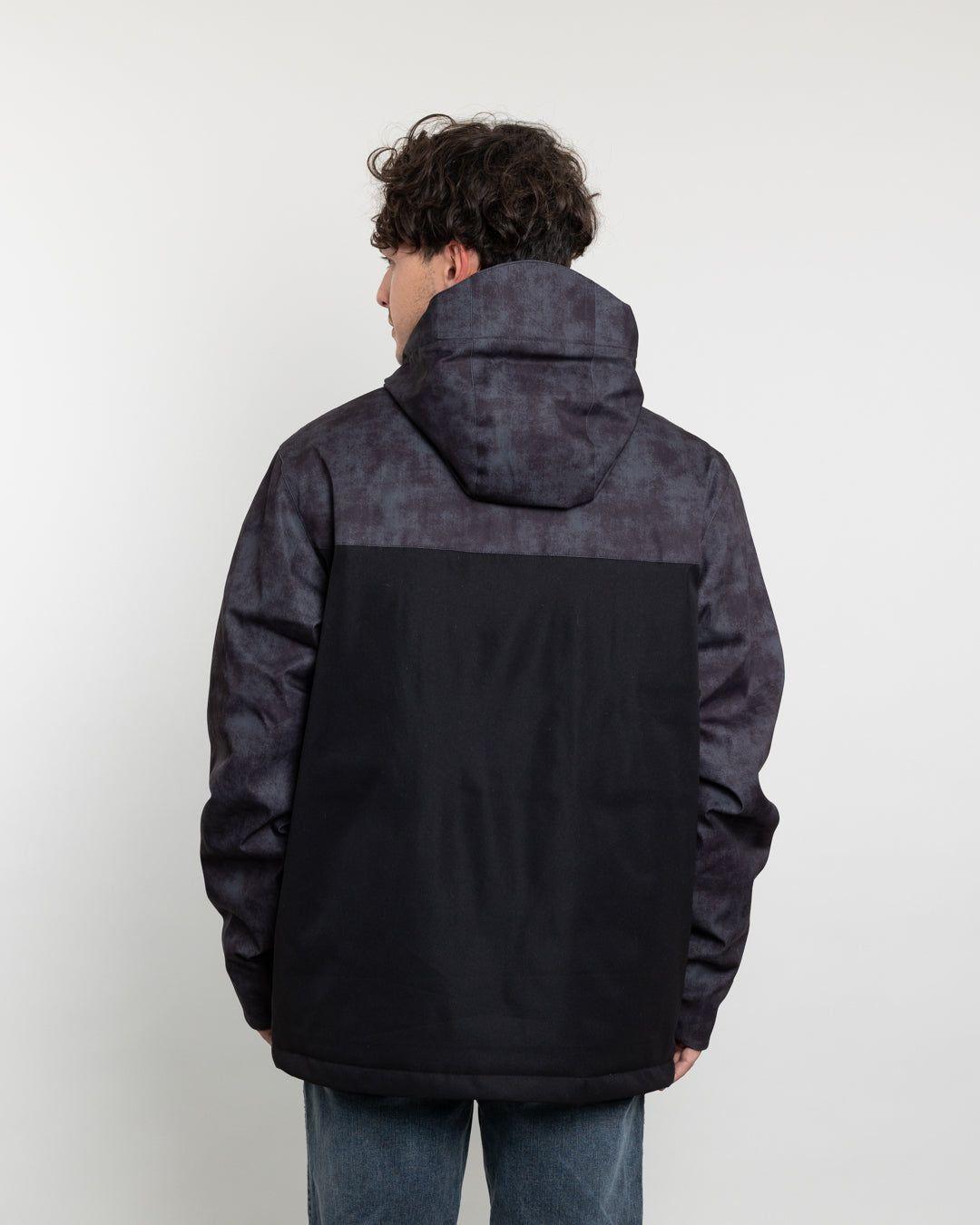 Parka Hombre Waterproof con estampado Negro Polemic-2