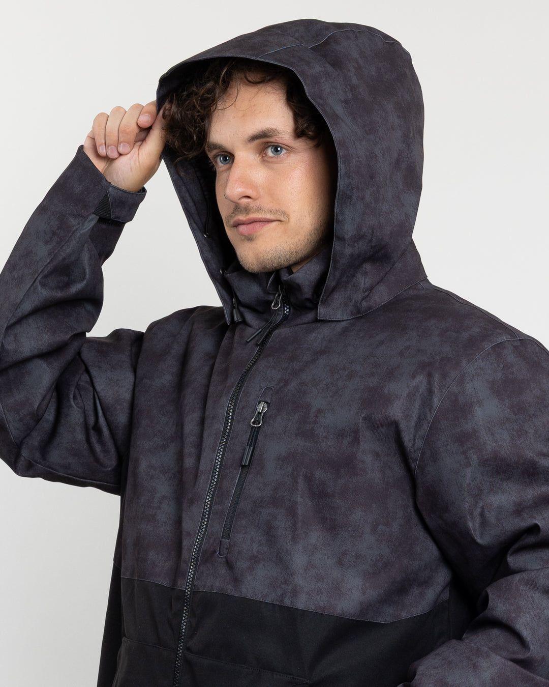 Parka Hombre Waterproof con estampado Negro Polemic-3