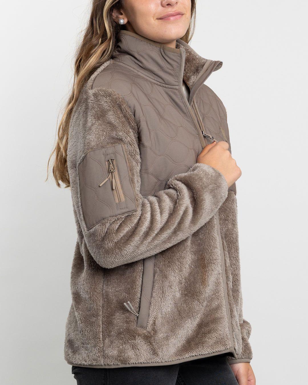 Poleron mujer Polar Acolchado Shaggy Bonded Beige Polemic-3