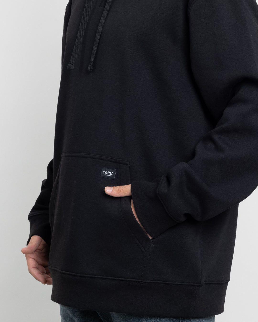 Poleron tipo canguro sin cierre Invierno Negro POLEMIC-3
