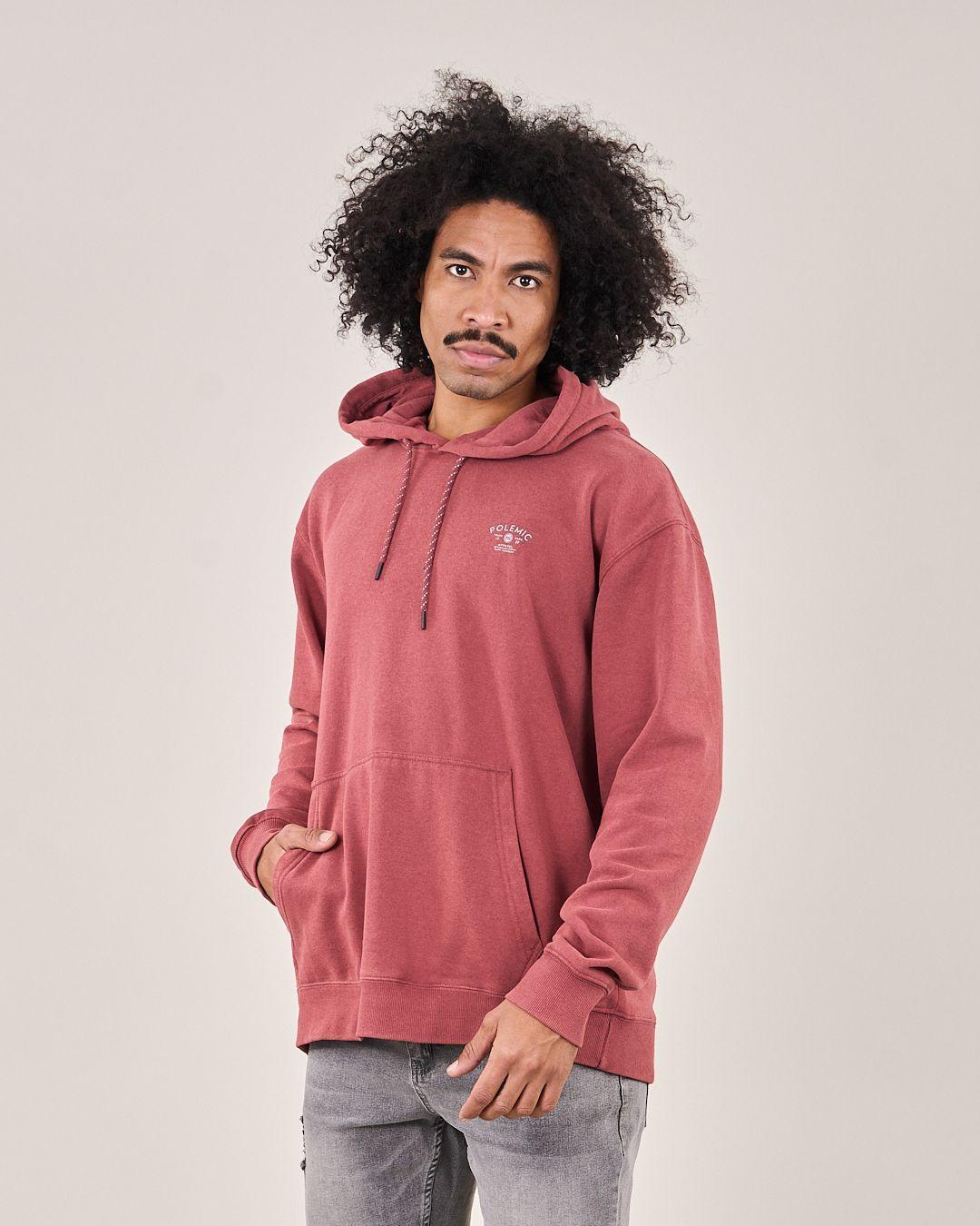 Poleron Oversized Fit Snow Washed Rojo Polemic-0