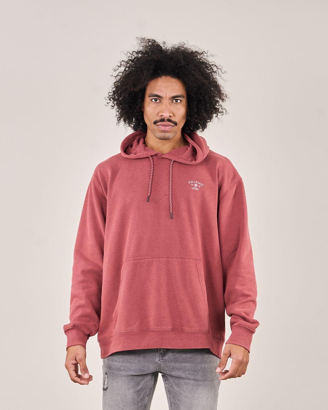Poleron Oversized Fit Snow Washed Rojo Polemic-1