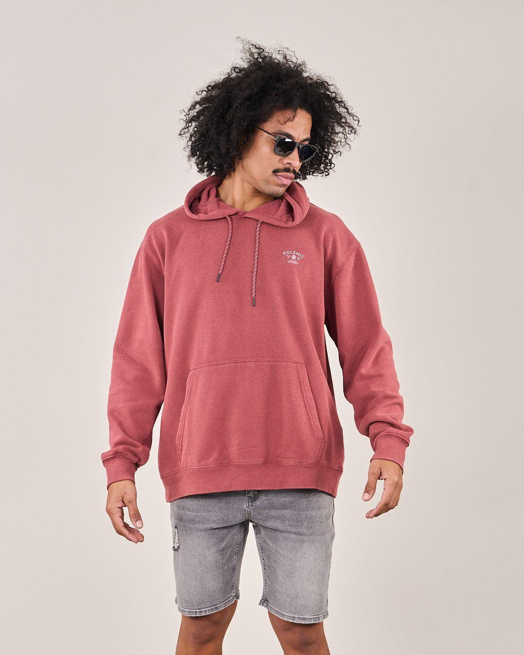 Poleron Oversized Fit Snow Washed Rojo Polemic-2