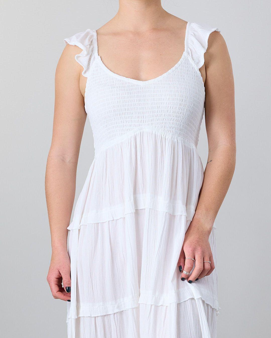 Vestido largo Smock Crep Blanco Polemic-2