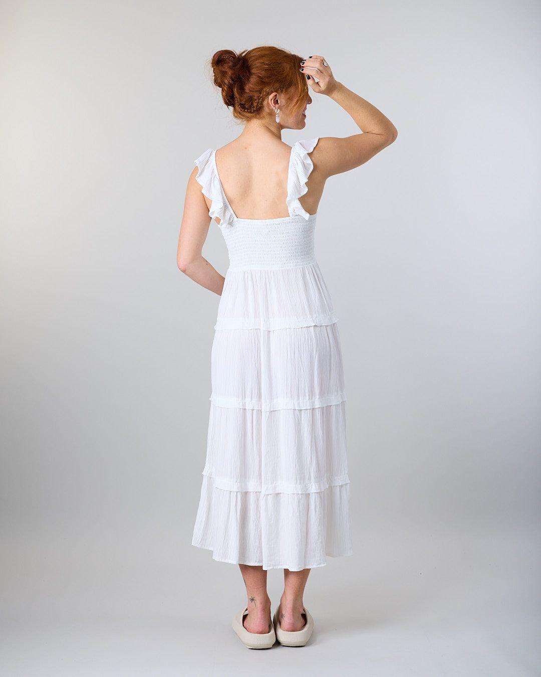 Vestido largo Smock Crep Blanco Polemic-3