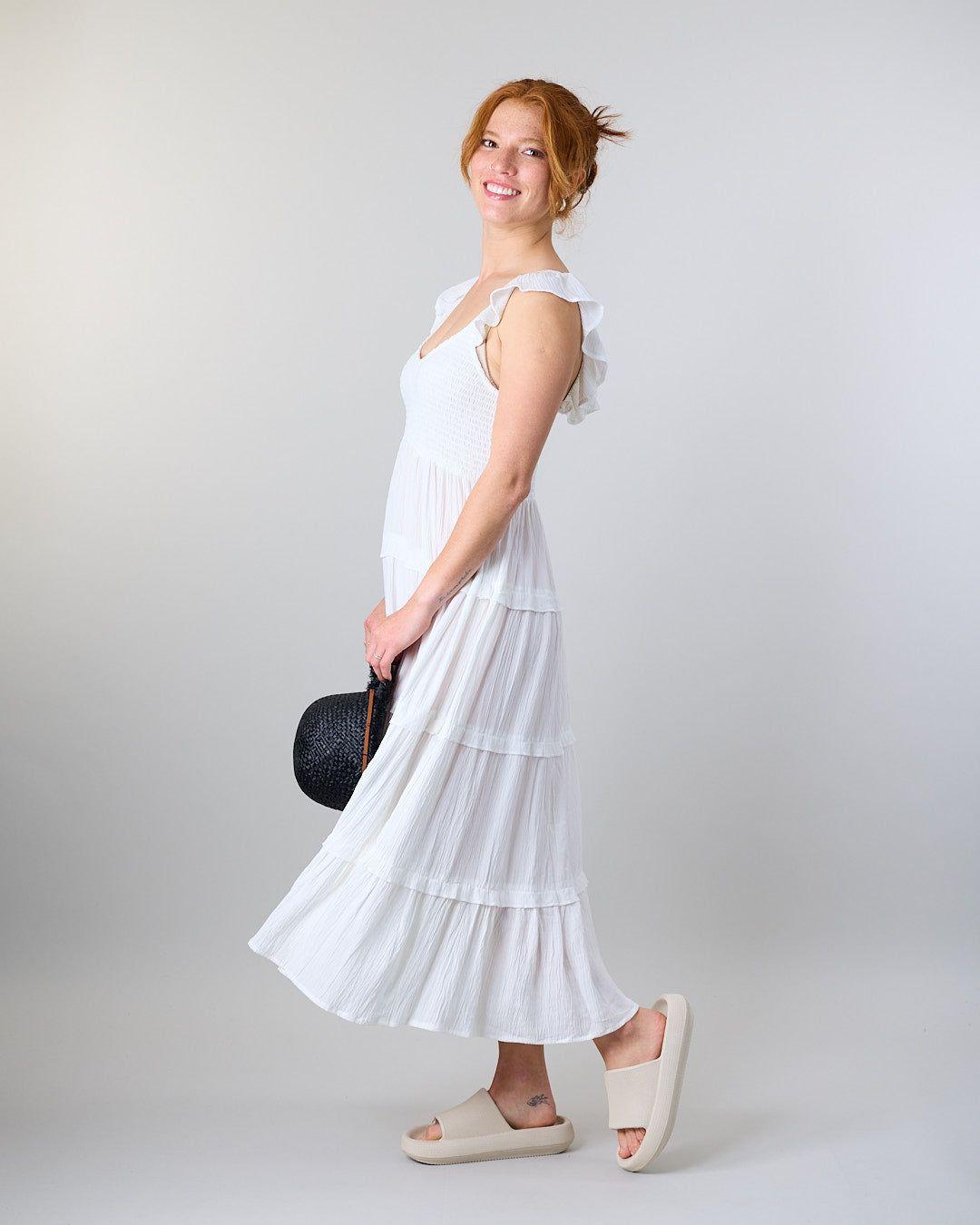 Vestido largo Smock Crep Blanco Polemic-4