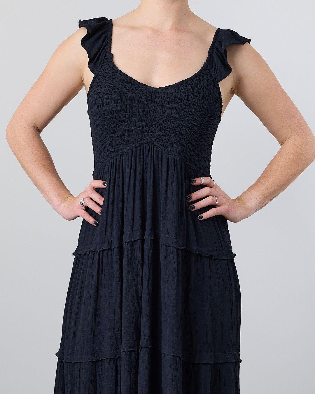 Vestido largo Smock Crep Negro Polemic-2