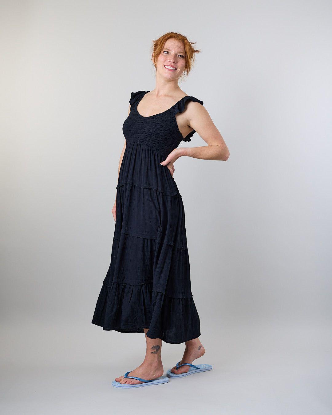 Vestido largo Smock Crep Negro Polemic-4