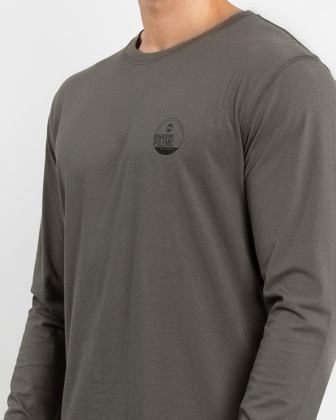 Polera manga larga hombre algodón clasico Verde Polemic-2