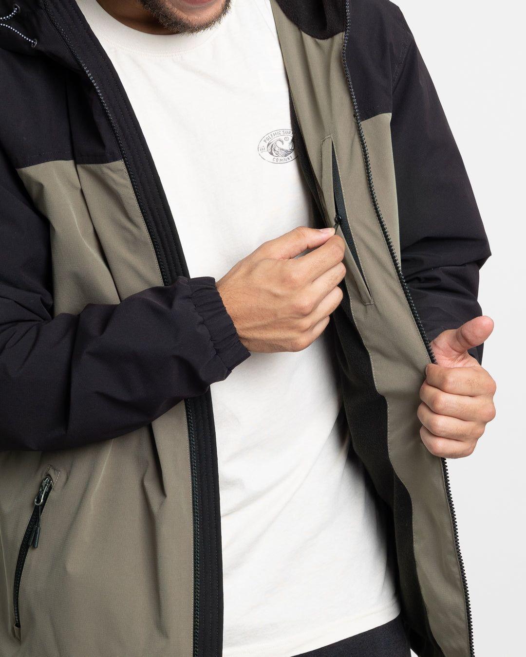 Parka Hombre Waterproof con Micropolar café Polemic-2